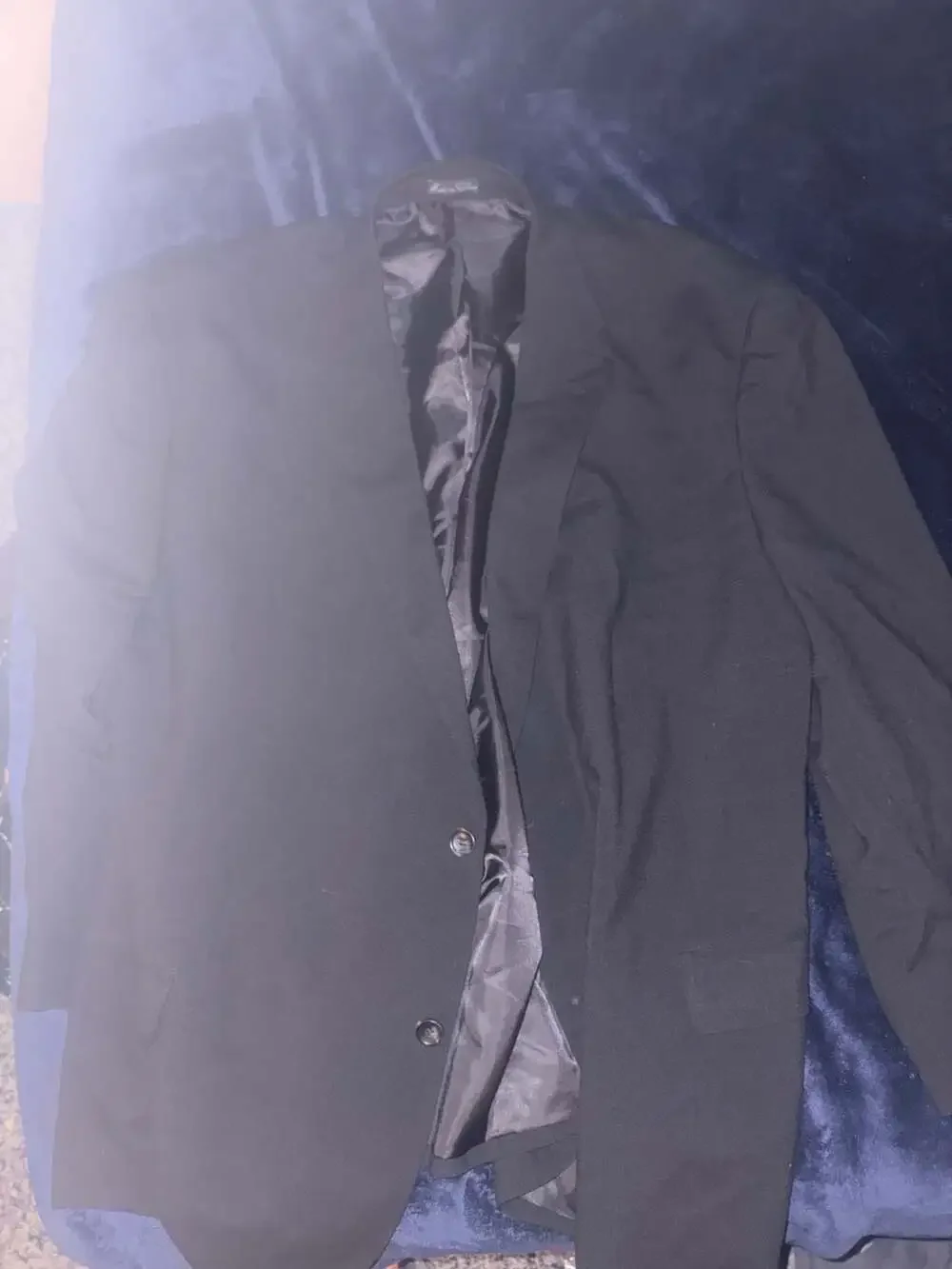 Jean-Paul Germain Men's Black Two-Button Wool Blend Blazer Jacket